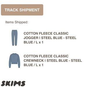 Skims cotton fleece classic jogger and crew neck in Steel Blue